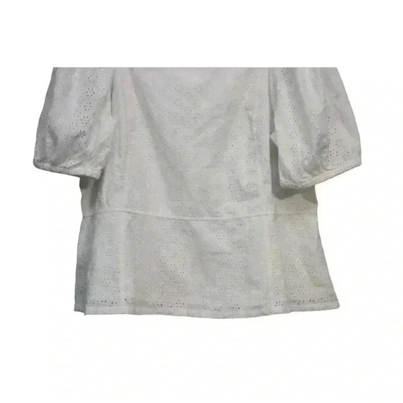 NWT Ann Taylor Factory Blouse Size 16 White Floral Eyelet Cottagecore Boho - Picture 6 of 8